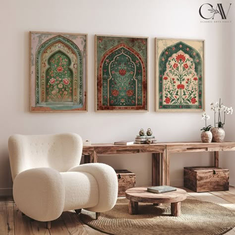 Middle East Home Decor, Art And Interior Design, Classical Wall Art, Art Print Living Room, Morrocan Wall Art, Bedroom Art Wall Ideas, Earthy Boho Dining Room, Modern Middle Eastern Interior Design, Living Room Art Wall Ideas