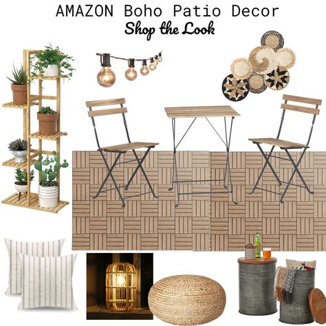 Boho Patio Decor, Mood Board Interior Design, Board Interior Design, Decor From Amazon, Mood Board Interior, Design Mood Board, Boho Patio, Balcony Patio, Patio Balcony