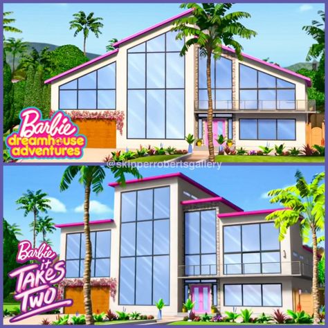 Barbie Dream House Blueprint, Barbie Life In The Dreamhouse House Bloxburg, Barbie Dream House Sims 4, Barbie Dream House Sims, Barbie House Sims 4, Bloxburg Barbie House, Barbie Dreamhouse Adventures House, Sims 4 Barbie House, Barbie Dream House Aesthetic