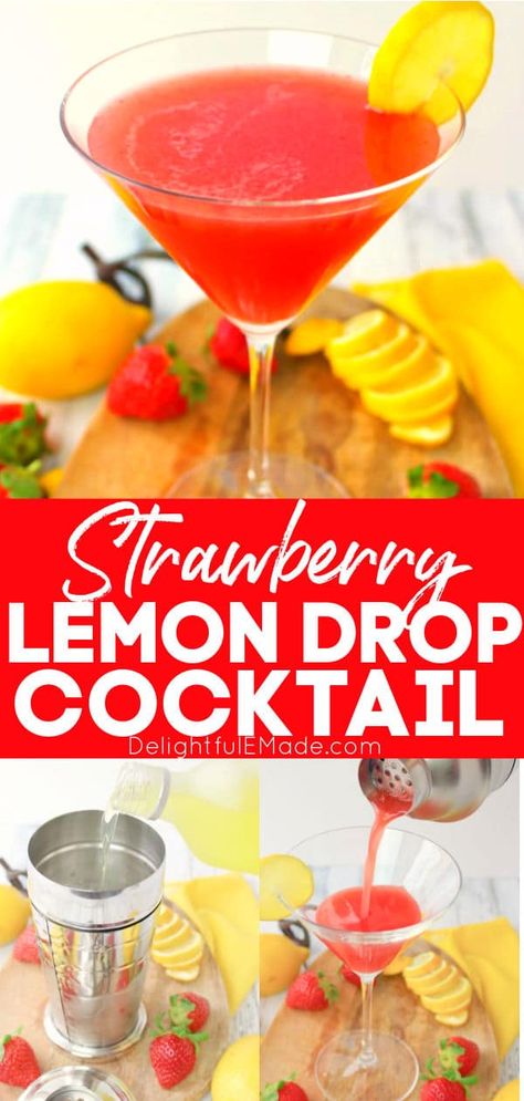 Strawberry Hennessy Lemon Drop, Strawberry Lemon Drop, Lemon Drop Drink, Lemon Drop Recipe, Lemon Drop Cocktail, Berry Cocktail, Lemon Vodka, Jalapeno Margarita, Lemon Drop Martini