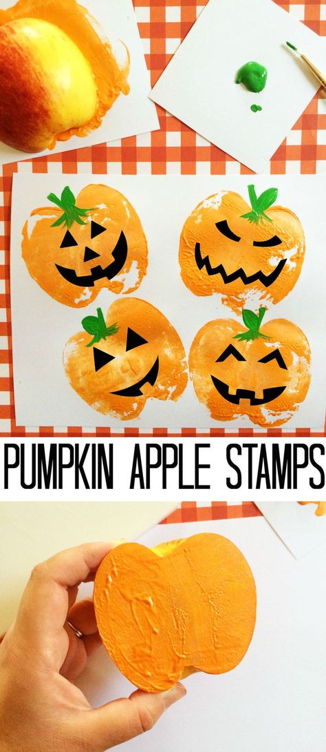 These Pumpkin Apple Stamps are a fun way to celebrate the coming autumn season! This is a kids craft that will keep children busy creating works of art! Ghost Pretzels, Dipped Pretzels, Candy Eyes, Recipes Pumpkin, Treats Halloween, October Crafts, Halloween Preschool, Pumpkin Apple, Craft Paint