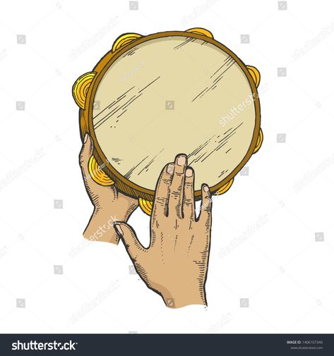 Hands with tambourine color sketch engraving vector illustration. Scratch board style imitation. Hand drawn image. #Ad , #Sponsored, #engraving#vector#illustration#sketch Happy Pictures, Tambourine, Illustration Sketches, Flower Wallpaper, Textures Patterns, Easy Drawings, Art Work, Paper Art, Line Art