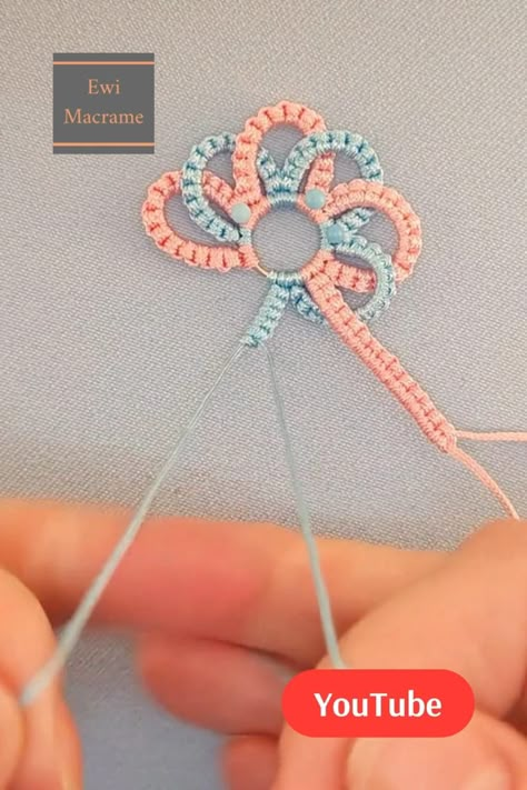 Frivolite knots, micro macrame jewelry, EwiMacrame YouTube channel How To Macrame Necklace, Macrame Knot Patterns, Macrame With Rings, Macrame Horseshoe Tutorial, Gemstone Macrame Tutorial, Macrame Design Tutorials, Macrame Jewelry Tutorial Step By Step, Micro Macrame Tutorial Free, Micro Macrame Bracelet Tutorial