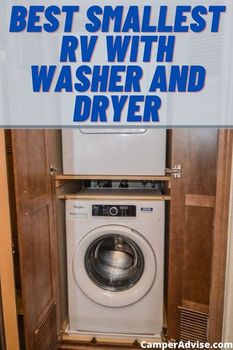 In this article, I have shared information on 7 Best Smallest RV with Washer Dryer. These Small RV with Washer and Dryer are perfect for a small family. Camper Van Washer Dryer, Rv Washer Dryer, Small Washer And Dryer, Best Small Rv, Washer Dryer Closet, Best Washer Dryer, Compact Washer And Dryer, Rv Inspiration, Park Model Rv