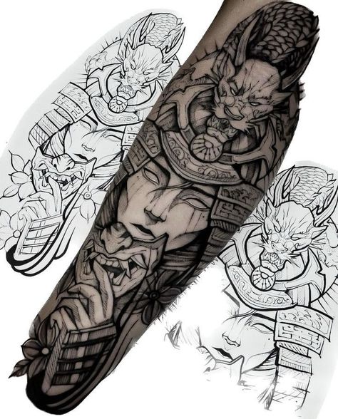 Samurai Blackwork, Blackwork Japanese Tattoo, Japanese Forearm Tattoo, Tattoo Chart, Samurai Tattoo Sleeve, Legs Tattoo, Full Hand Tattoo, Half Sleeve Tattoos Forearm, Small Chest Tattoos