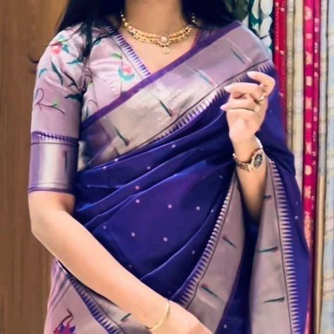 Super hit Pure silk sarees FABRIC:-PURE SOFT GOLD ZARI KANCHIVRAM PAITHANI SILK AND CONTRAST PEACOCK BODER AND HEAVY MINA ZARI WEAVING PALLU Blouse - brocket Price=1850 free shiping 🔥🔥 💯%Best Quality 💯%Full Guarantee This saree's not replica Not champion Only for originality 👌 Dm for order whatsup 8309874411 or Dm to @hansicollections inbox #hansicolletions #halfsaree #halfsareefunction #reels #longgowns #longfrockdesigns #celebritystyle #vintagestyle #trendingnow #treditional... Saree Outfits, Long Length Blouse, Half Saree Function, Long Frock Designs, South Indian Sarees, Indian Saree Blouse, Indian Saree Blouses Designs, Saree Trends, Trendy Blouse Designs