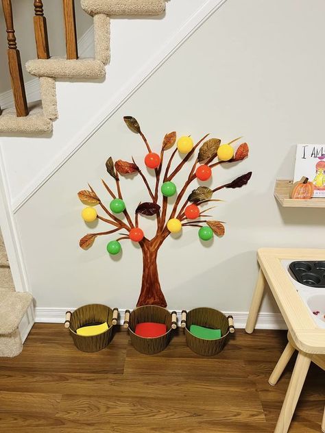 Sensory Play | This is our sorting tree | Facebook Preschool Apple Activities, Dramatic Play Preschool, Apple Activities, Easy Toddler, Daycare Activities, Craft Classes, Apple Picking, Dramatic Play, Apple Tree