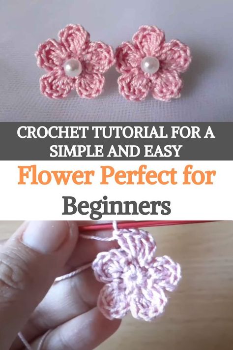 Small Crocheted Flowers, Free Crochet Patterns For Small Flowers, Crochet Small Flower Pattern, Easy Flower Crochet, Small Crochet Flower, Simple Crochet Flower, Easy Crochet Flowers For Beginners, Small Crochet Flowers, Tiny Flowers Crochet Free Pattern