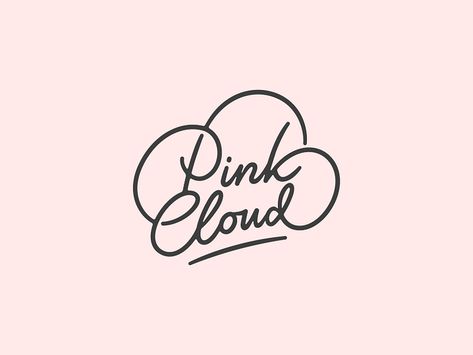 Cloud Typography, Hand Lettering Logo, Logo Cloud, Pink Cloud, Cleaning Logo, Bakery Logo, Cafe Logo, Learning Graphic Design, Clouds Design