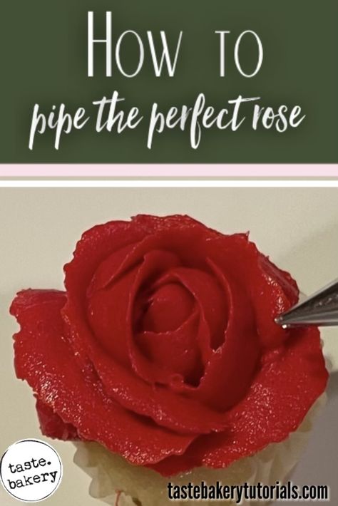 Buttercream Roses Tutorial, Rose Buttercream, How To Pipe Roses, Red Birthday Cakes, Frosting Flowers, Buttercream Roses, Buttercream Flower, How To Make Rose, Bakery Ideas