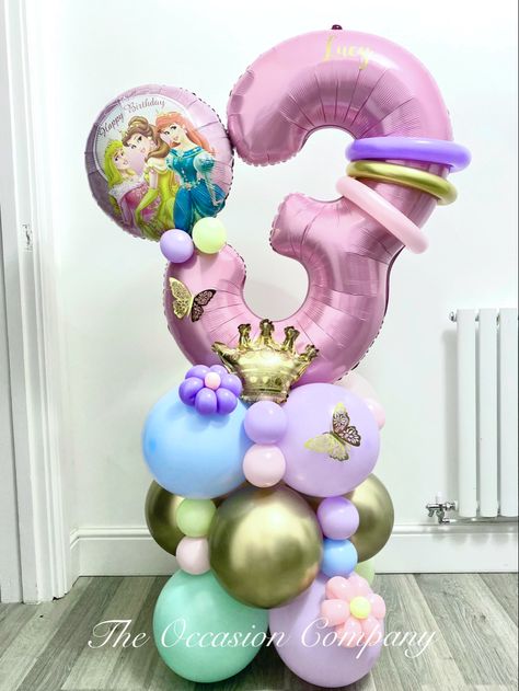 #princessbirthday #princesstheme #disney #disneyparty #princessballoons #disneyballoons #balloons #balloonstack #party #girlsparty #princessnumberstack Princess Birthday Balloon Decor, Disney Princess Balloon Decorations, Princess Birthday Balloons, Disney Princess Balloons, Princess Balloon Bouquet, Princess Balloon Garland, Princess Balloon Decorations, Balloon Stack, Princess Balloon