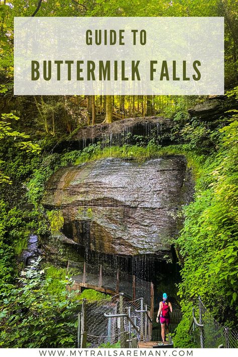 Visit Buttermilk Falls, located in Western PA between State College and Pittsburgh. #waterfallwednesday #walkbehindwaterfall #waterfalls #magicalwaterfalls Behind A Waterfall, Pennsylvania Waterfalls, Visit Pittsburgh, Brandywine Falls, Buttermilk Falls, Cuyahoga Valley National Park, Pennsylvania Travel, Vacation Locations, Small Waterfall