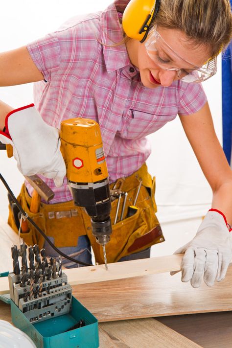 Woman Contractor, Women Carpenters, Female Contractor, Patriarchy Art, Toolbox With Tools, Female Carpenter, Bedroom Planner, Catalog Layout, Catalogue Layout