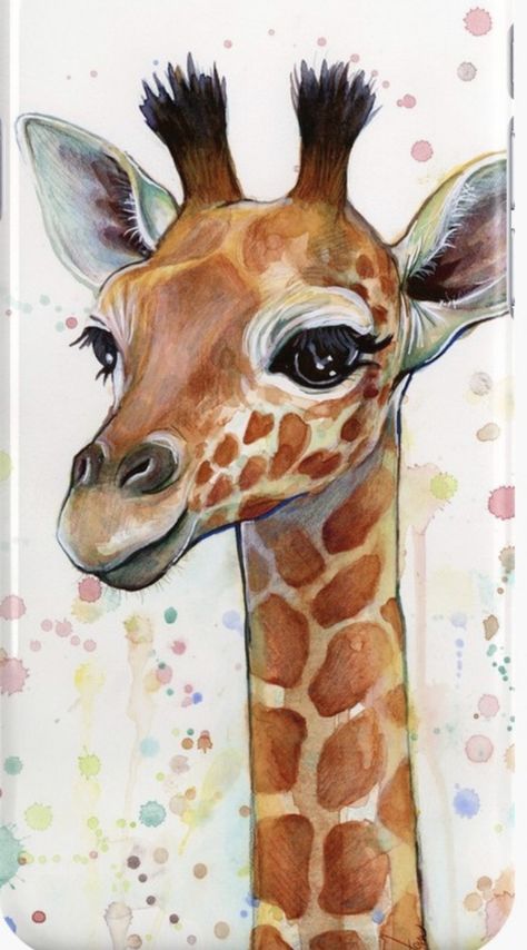 Olga Shvartsur, Giraffe Watercolor, Giraffe Painting, Cartoon Giraffe, Nursery Art Decor, Giraffe Art, Animal Illustrations, Cat Air, Hur Man Målar