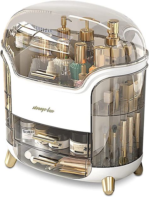 Amazon.com: Ergocar Portable Light Luxury Series Multi-Function Make Up Case Dustproof Cosmetic Storage Box,Cosmetics Skin Care Products Jewelry Organizer Case Lipstick Box - White : Beauty & Personal Care Penyimpanan Makeup, Bathroom Counter Organization, Lipstick Box, Make Up Storage, Counter Organization, Makeup Storage Organization, Care Organization, Temu Finds, Makeup Storage Box