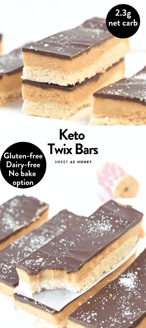 KETO TWIX BARS 2 g net carbs Easy + Gluten free #twixbars #ketotwixbars #keto #millionairebars #glutenfree #sugarfree #peanutbutter #caramel #recipe #nobake #homemade #KETOSNACK Bear Diet, Galletas Keto, Twix Bars, Caramel Recipe, Twix Bar, Keto Bars, Baking Fun, Keto Sweets, Keto Brownies