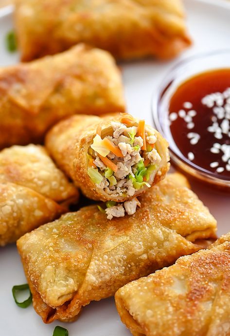 Chicken Egg Rolls Egg Roll Wrapper Pies, Ham And Cheese Egg Rolls, Egg Rolls Baked, Chinese Egg Rolls, Homemade Egg Rolls, Chicken Egg Rolls, Homemade Chinese Food, Chinese Cooking Recipes, Egg Roll Recipes