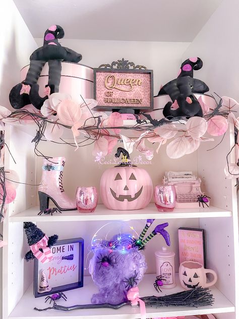 Pastel Pink Witch Aesthetic, Pink And Black Halloween Decor, Pink Goth Room, Horror Living Room, Black Halloween Decor, Black Room Ideas, Pastel Goth Room, Pink And Black Halloween, Pastel Goth Decor