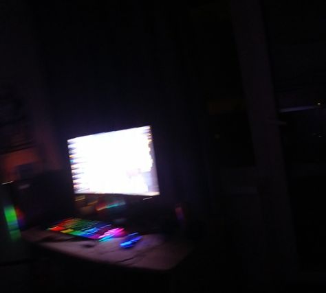 PC setup | night | night aesthetic | wallpaper | night gaming | discord | lights | late | darkness | dark | pc | monitor screen | sleepy | thoughts | darkcore | ice tea | Spotify | music | widgets | desktop | computer | keyboard | blurry picture | blurry Late Night Gaming Aesthetic, Night Aesthetic Wallpaper, Dark Room Aesthetic, Wallpaper Night, Blurry Pictures, Pc Monitor, Night Night, Ice Tea, Pc Setup