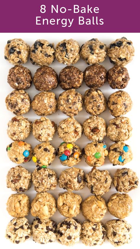 Give your body the fuel it needs with these 8 no-bake energy ball recipes. These easy energy balls are packed full of good-for-you ingredients like oats, dried fruits, and chopped nuts. Just be sure to leave out the chocolate to keep these homemade energy balls bladder friendly. Oatmeal Energy Balls Recipe, Oatmeal Energy Balls, Oatmeal Balls, Snack Sani, Energy Balls Healthy, Energy Ball Recipe, Game Snacks, Protein Ball, Never Be The Same