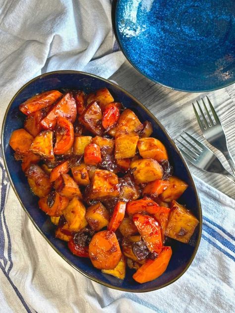 Carrot And Sweet Potato Bake (Tzimmes) | 12 Tomatoes Sweet Potato And Carrot Recipes, Vegetable Roast, Sweet Potatoes And Carrots, Carrot And Sweet Potato, Sweet Potato Bake, 12 Tomatoes Recipes, Potatoes And Carrots, Potato Bake, Thanksgiving 2024