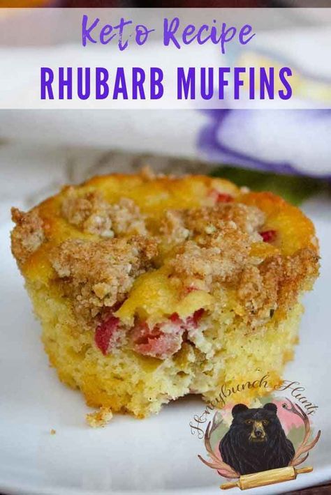 Low Carb Rhubarb Muffins, Keto Rhubarb Muffins, Keto Rhubarb, Fresh Rhubarb, Rhubarb Muffins, Keto Muffins, Keto Board, Breakfast Muffin, Baking With Almond Flour