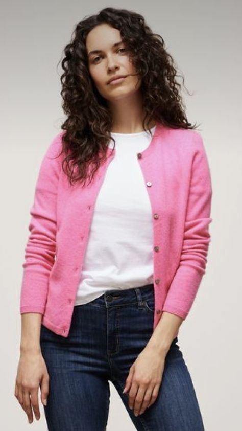 Hot Pink Cardigan, Casual Cardigans, Pink Cardigan, Hot Pink, Cardigans, Crew Neck, Pink