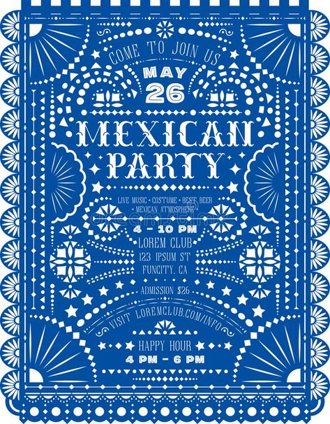 Mexican party announcing poster with paper cut design. Customized Western style , #Sponsored, #design, #cut, #Western, #Customized, #paper #ad Latino Design, Mexican Graphic Design, Mexican Invitations, Mexican Celebrations, Paper Cut Design, Mexican Designs, Mexican Party, Alternative Movie Posters, Types Of Lettering