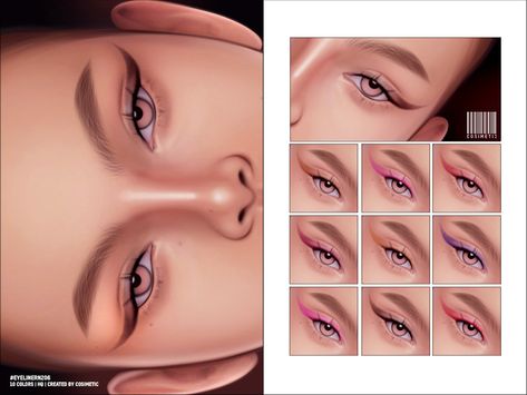 The Sims Resource - Basic Eyeliner | N206 Sims 4 Smokey Eyeliner, Sims 4 Cc Details, Basic Eyeliner, Sims Makeup, Dramatic Eyeliner, Cc Makeup, Sims 4 Piercings, Makeup Cc, Skin Details