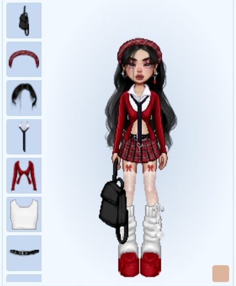 Everskies Valentines Outfit, Everskies Red Outfit, Everskies Christmas Outfits, Everskies School Outfit, Red Everskies, Everskies Outfits Kpop, Y2k Red Outfit, Everskies Group Outfits, Red Y2k Outfit