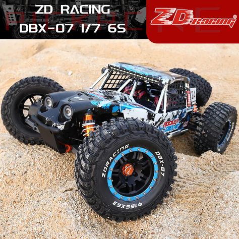 Features: DBX-07 is a 1/7 simulation violent four-wheel drive desert off-road newly created by the ZDracing professional team. Based on the world-renowned Ultra4 extreme off-road racing prototype car, simulation design, lightweight structure, competition-grade materials, violent and strong. The new car is available in two versions: RTR and empty frame: The RTR vesionpower uses SURPASS 4282 2000KV brushless cooling motor, 150A brushless ESC, two 3S 5000MAH lithium batteries in series, the original car configuration easily exceeds 80km/h. Steering steering gear 25KG, hand brake steering gear 15KG, RTR aluminum alloy medium differential speed with dual disc brake mechanical hand brake, simulation headlights, roof spotlights, taillights. The 2.4G four-way remote control can independently switc Desert Truck, Lightweight Structure, Rc Tank, Empty Frames, Car Frames, Off Road Racing, Exterior Color Schemes, Mechanical Hand, Blue Camouflage