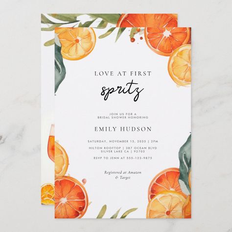 Aperol Themed Bridal Shower Ideas, Love At First Spritz Theme, Orange Bridal Shower Theme, Love At First Spritz Bridal Shower Theme, Orange Bridal Shower Ideas, Spritz Bridal Shower Theme, Bridal Shower Themes Summer, Aperol Spritz Bridal Shower Theme, Aperol Spritz Party