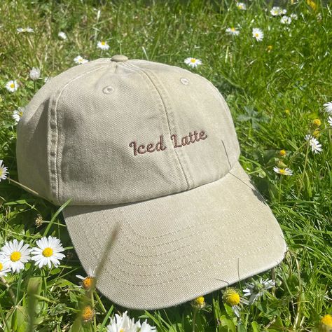 Yes please! Iced Latte anyone? #embroidery #cap #icedlatte #frappe #summer Caps Aesthetic, Tshirt Business, Iced Latte, Embroidered Caps, Gym Style, Frappe, Yes Please, Trucker Cap, Low Profile