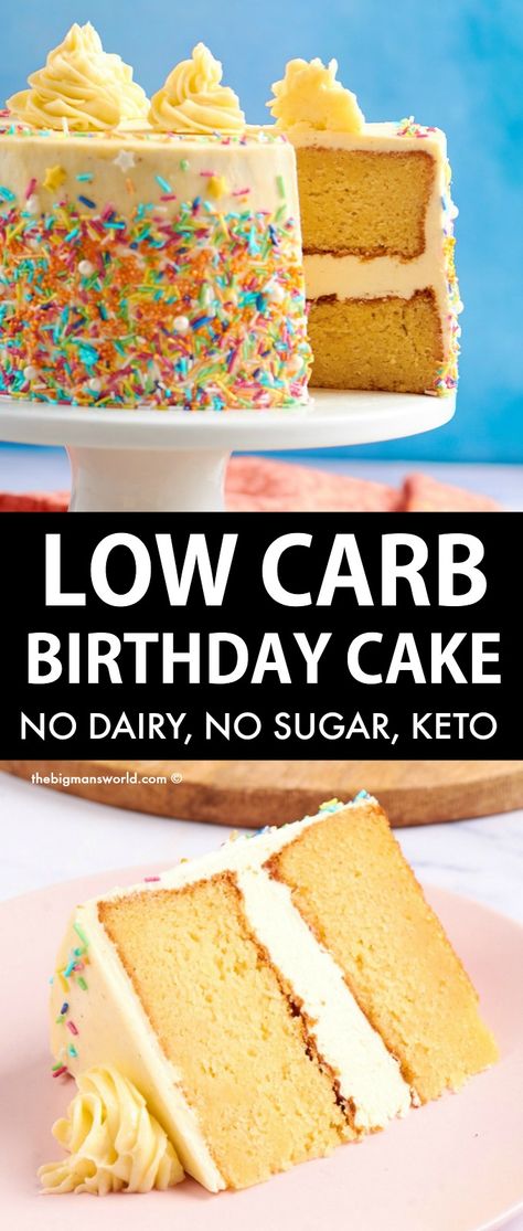 Low Carb Birthday Cake, Low Carb Birthday, Sugar Free Vanilla Cake, Healthy Birthday Cake, The Best Vanilla Cake, Best Vanilla Cake, Keto Birthday, Low Sugar Cakes, Sugar Free Cake Recipes