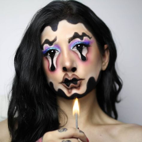 Face Melting Makeup, Melting Makeup Look, Melted Face Makeup, Venetia Kamara, Melting Makeup, Melted Makeup, Melting Face, Makeup Transformation, Creative Eye