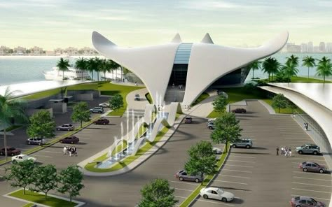 Terminal Design Architecture, Yacht Club Architecture, Yacht Architecture, Terminal Bus, Landscape Architecture Drawing, Stadium Design, Airport Design, Entrance Gates Design, Eco Architecture