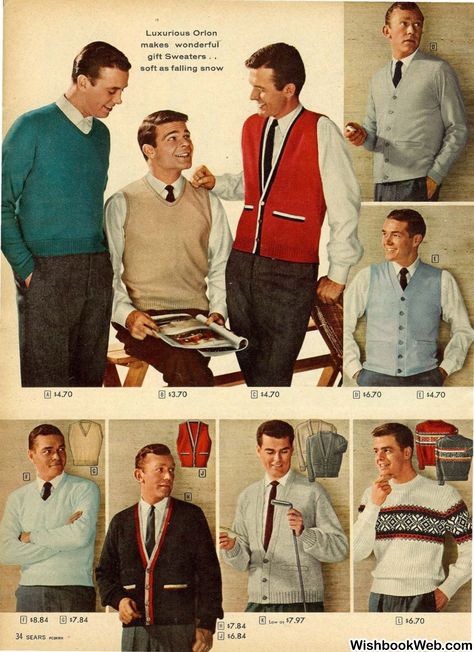 1958 Sears Christmas Book Men Fashion 50s, 1950's Outfits, 50s Style Men, 1950s Fashion Men, Choir Outfits, 50s Mens Fashion, 1960s Fashion Mens, 1950s Mens Fashion, Christmas Outfit Men