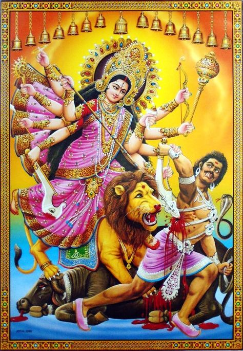 Maa Durga Bhavani Slaying Mahisha the Buffalo Demon Saraswati Idol, Lord Durga, Maa Durga Photo, Durga Ji, Durga Picture, Durga Kali, Vaishno Devi, Aadi Shakti, Durga Images