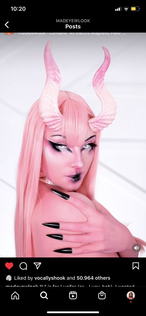 Pink Demon, Demon Makeup, Demon Costume, Egirl Makeup, Alt Makeup, Face Paint Makeup, Halloween Eyes, Doll Makeup, Halloween Costumes Makeup