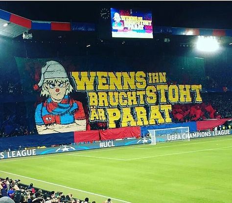 FC Basel at home vs Manchester United   #Football #ultras #swisse #basel #manu Football Ultras, Fc Basel, Manchester United Football, Uefa Champions League, Basel, Baseball Field, Champions League, Manchester United, Manchester