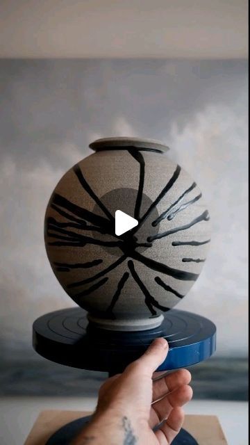 Dustin Johnston | The Potter on Instagram: "I really love the contrast of the black glaze over the raw granite looking clay body, but also having second thoughts and considering a re-fire with more layers added. What do you guys think?  And yes if you happen to be wondering, I had to spin it about 50 times to get it to land like that, lol." Black Glaze, The Black, Glaze, Wonder, Black, Instagram