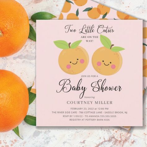 Two Little Cuties Twins Baby Shower Invitation Twin Nursery Room, Twin Baby Rooms, Twins Baby Shower Invitations, Twin Baby Girls, Twins Baby, Twins Baby Shower, Twin Babies, Shower Design, Girl Baby Shower