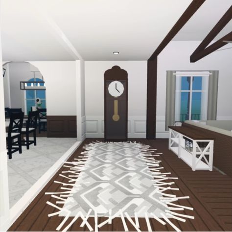 Bloxburg Grandfather Clock, Hallway Decor Bloxburg, Hallway Bloxburg, Bloxburg Photos, Bloxburg Hallway, Small Hallway Ideas, Bloxburg Builds, Hallway Inspiration, Bloxburg Ideas