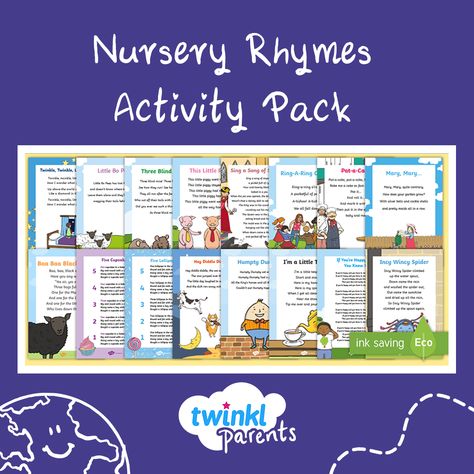 This Nursery Rhymes Activity Pack gives you a range of nursery rhymes for your children to learn with fun activities to match each one.   A lovely printable to use when celebrating World Nursery Rhyme Week! https://www.twinkl.co.uk/l/avsnf World Nursery Rhyme Week, Nursery Rhyme Week, Nursery Rhymes Toddlers, Rhymes For Toddlers, Phase 1 Phonics, World Nursery, Best Nursery Rhymes, Old Nursery Rhymes, Fairy Tale Activities