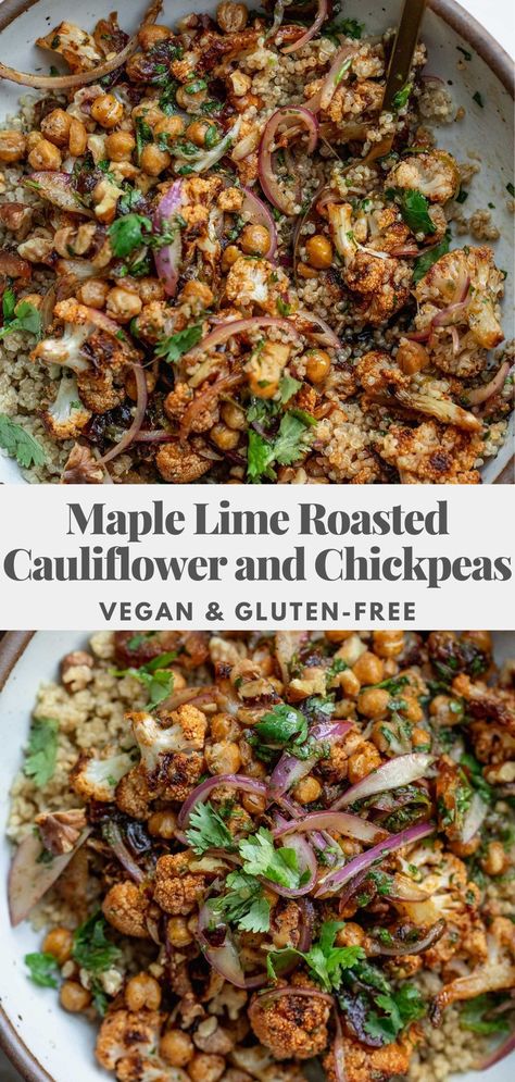 Marinated Onions, Cauliflower And Chickpeas, Vegan Probiotics, Seasonal Produce, Chickpea Recipes, Sheet Pan Recipes, Cauliflower Recipes, Meatless Meals, Roasted Cauliflower