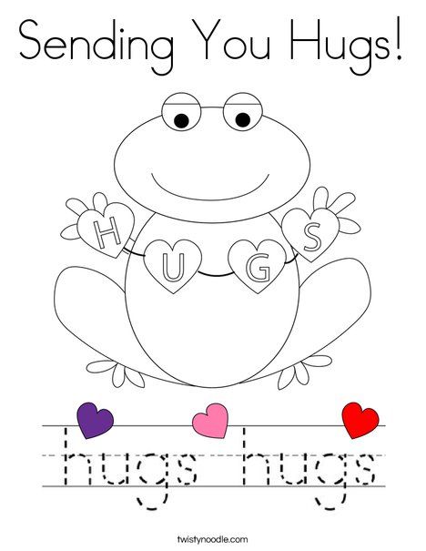 Sending You Hugs Coloring Page - Twisty Noodle Miss You Coloring Pages, Hug Coloring Page, Thinking Of You Coloring Pages, Sending You Hugs, Quarantine Activities, Sending You A Hug, Twisty Noodle, Learning Binder, Easy Art For Kids