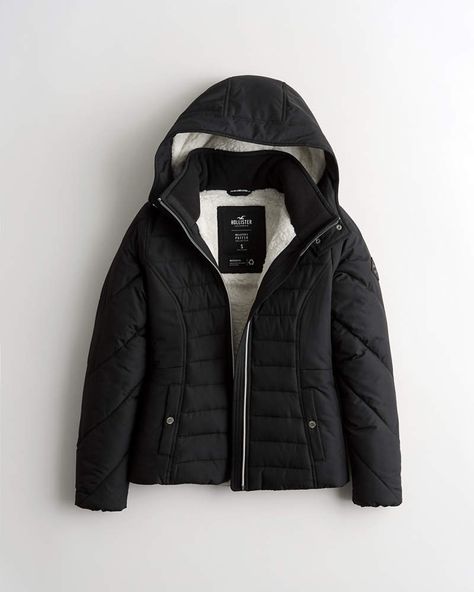 Girls Sherpa-Lined Puffer Jacket | Girls 40% Off Throughout the Store | HollisterCo.com Buffer Jacket, Womens Sherpa, Puffer Jacket Women, Jacket Brands, Winter Coats Jackets, Sherpa Lined, Girls Jacket, Padded Jacket, Puffer Jacket