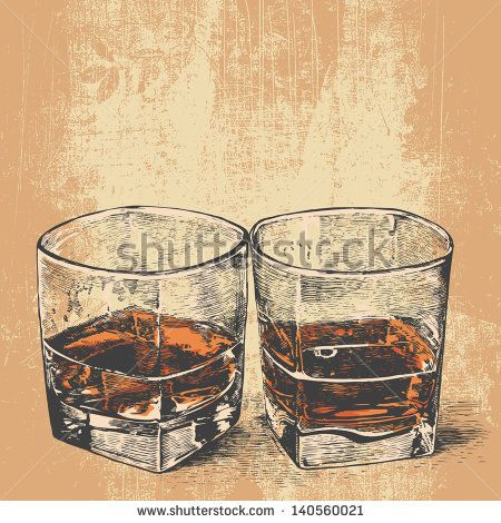 Whiskey in two glasses. engraved retro style. vector illustration - stock vector Beer Tattoos, Whiskey Girl, Retro Tattoos, Pin Up Tattoos, Cocktail Art, Symbolic Tattoos, Popular Tattoos, Artist Style, Modern Retro