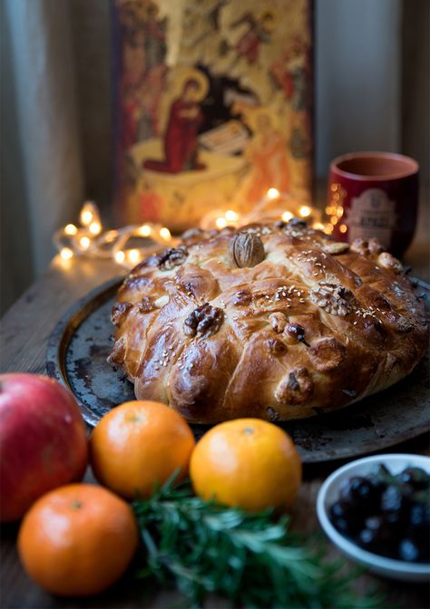 Christopsomo for Greek Christmas Odyssey Poros Greece Greek Orthodox Christmas, Christmas Bread Recipes, Orthodox Christmas, Greek Christmas, Luncheon Ideas, Christmas Eats, Holiday Bread, Christmas Bread, Scratch Recipes