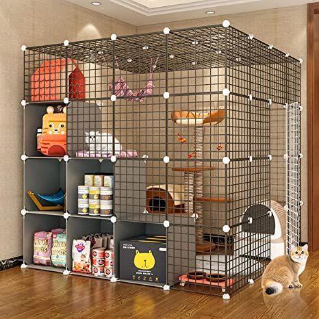 Cat Cage Ideas Indoor, Cat Shack, Cat Cages Indoor, Diy Cat Enclosure, Cat Apartment, Cat Playpen, Cat Scratching Furniture, Cat Houses Indoor, Cat Crate